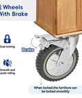 8 Inch Solid Caster Wheels Set Of 4 With Brakes For Heavy Duty Trolleys And Workbenches Non Slip Swivel Castors 1760 Lb Capacity Industrial Plate Casters