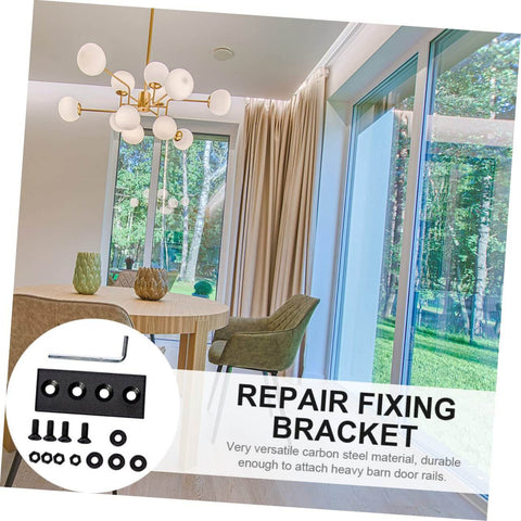 Image of Barn Door Track Connecting Brace Set With Flat Fixing Plates Four Hole Mending Plates for sliding systems installation.