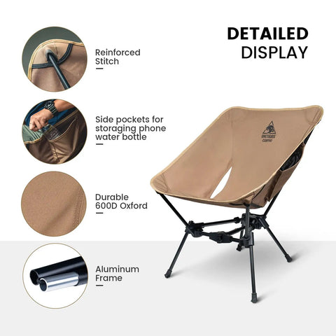 Tigerblade Camping Chair Lightweight Folding Backpacking Chair For Hiking Ultralight Portable with reinforced stitching