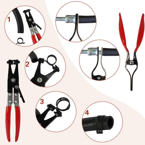 42 Piece 24 To 46 mm Spring Hose Clamps Set With Swivel Flat Clamp Pliers And Hose Removal Pliers Assortment Kit product image.