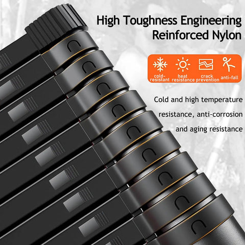 20 Ft Telescoping Ladder Made Of Heavy Duty Aluminum With Detachable Hooks For Safe Indoor And Outdoor Use Space Saving Extension Ladder In Sleek Black Finish Built Like A Boss, black reinforced nylon hooks