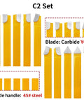 20 Piece Half Inch Carbide Tipped Cutter Tool Bit Set for Metal Lathe Tooling C2 kit with yellow 45# steel handles