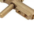 Detailed close-up of Super Heavy Duty 800A Grounding Brass Welding Clamp With Rubber Sleeve showing brass construction and openings.