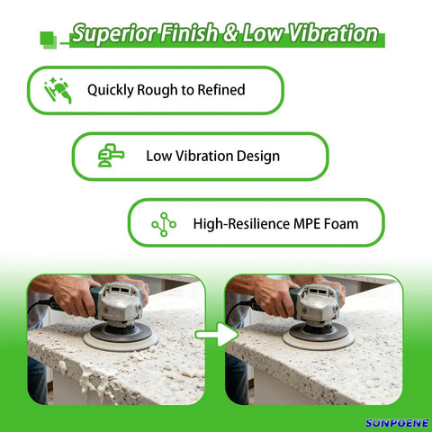 Heavy Duty 6 Inch 150Mm Sanding Pad With 17 48 Hole Backing, M8 Screw Mount, used on countertop for smooth finish