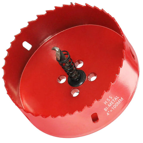 100mm 4 Hole Saw Set With 1.4 Inch Cutting Depth Bi Metal HSS Hole Cutter For Wood Plastic Drywall And Metal
