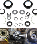 All In One Front Axle Seal Kit For Dana 50/60 Front Axle On Ford Super Duty Excursion F250 F350 F450 F550 1998-2004 laid out