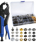 Heavy Duty Snap Fastener Tool Kit With 5 Dies And 15mm Metal Snaps 266 Piece Stainless Steel Snap Tool Set In Four Color Finish