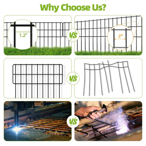 Comparison features of Critter Proof No Dig Fence Barrier For Garden, 30 Panels, 42.5 Feet Long By 13 Inches High, Rustproof Metal Border
