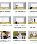 Installation steps for Tropical Monstera Banana Leaf Palm Leaf Wall Mural Five Panel Set 103 By 69 Inches showing tools and method.