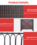 Red Wicker Porch Swing Chair For One With Cushioned Seat And Back, Reinforced Metal Frame, rattan weave, product details