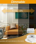 Living room with dimmable Six Inch LED Recessed Lighting Kit with junction box, showing light levels from 100% to 5%.