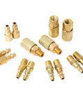 Brass Quick Connect Hose Fittings Set For Air Compressors, 14 Piece Copper Plated One Quarter Inch Quick Connects, Lightweight Iron Body
