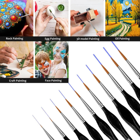 Miniature Detail Painting Brush Set 10 Fine Point Brushes For Your Tiny Models And Figurines with various painting examples