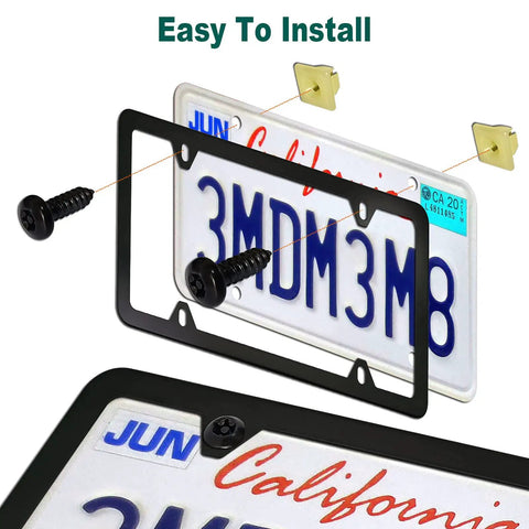 Installation of Anti Theft License Plate Screws Black Security Bolts Fasteners Kit For Front And Rear License Plate Frames