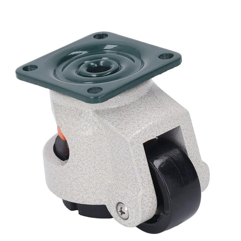 Heavy Duty Leveling Casters With No Sweat Ratcheting Height Adjustment And Ball Bearing Smooth Roll Wheels, gray caster wheel with green plate