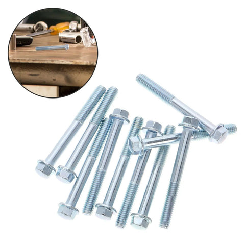 Motorcycle Engine Mounting Screw Set 10 Pc Easy Install Hardware Kit M6 Thread 8mm Diameter Silver Finish Durable Metal Fasteners for Pros Techs and DIYers, 10 silver bolts