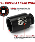 One Half Inch Drive Deep Spindle Axle Nut Impact Socket Set CrMo Six Point For One And Three Eighths To One And Three Quarters Inch Axles