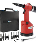 Industrial Hydraulic Pneumatic Riveter Kit For Rivnuts And Riveting Pro Grade Auto Air Gun With 8 Nose Pieces and Case