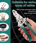 8 In 1 Electrician Pliers Set With Self Adjusting Wire Stripper Cutter And Crimp Tool held by hand next to cable types.