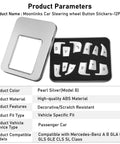 Mercedes Steering Wheel Button Covers Kit 12Pcs Chromed Silver Inner Decoration in packaging with product parameters.