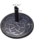 Heavy Duty Cast Iron Umbrella Base For Patio And Garden, 43lb Round Market Stand With Classic Bronze Finish top view angle