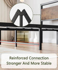Reinforced connection of Top Tier Queen Platform Bed Frame With Solid Wooden Headboard Heavy Duty Steel Base for stability.