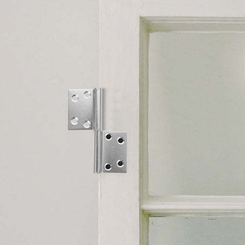 Stainless Steel Flag Shaped Door Hinges Six Pairs Lift Off Design Easy To Remove And Stable Support For Household Doors installed on white door