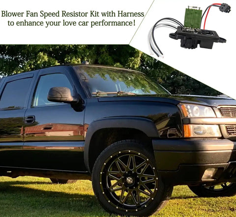 Chevy Silverado with Direct Fit Blower Motor Resistor Kit With Harness For 2003-2006 installation guide shown near vehicle