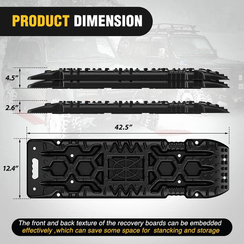 Tough As Nails Off Road Recovery Traction Boards With Built In Jack Lift Base For Mud Sand Snow Escape dimensions 42.5" x 12.4" x 4.5"