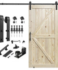 42 By 84 Inch Sliding Barn Door With Seven Foot Hardware Kit Included Unfinished Solid Spruce Wood Panel and roller track system.