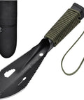 Ultralight Camping Trowel Shovel Multitool With Saw And Ruler, black stainless steel, includes carrying pouch, for outdoor gear