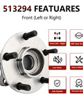 Pair Front Wheel Hub Bearing For Nissan Altima 2007 Through 2013 2.5L 4-Cylinder Models Only With ABS Encoder Replacement