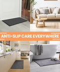 Image showing No Slip Rug Corner Grips 4 Pcs for Hardwood Floors and Tile in living room, kitchen, and bathroom settings.