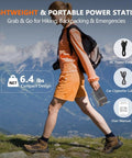 Person hiking with 256Wh LiFePO4 Portable Power Station With 300W Continuous Output And 600W Peak Pure Sine Wave Solar Generator
