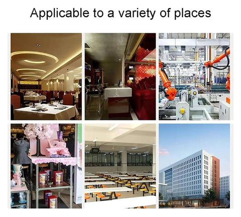 Collage of various venues including cafes, factories, and offices where a 40L Commercial Hot Water Dispenser Urn With Auto Fill Faucet Stainless Steel Tank is applicable.