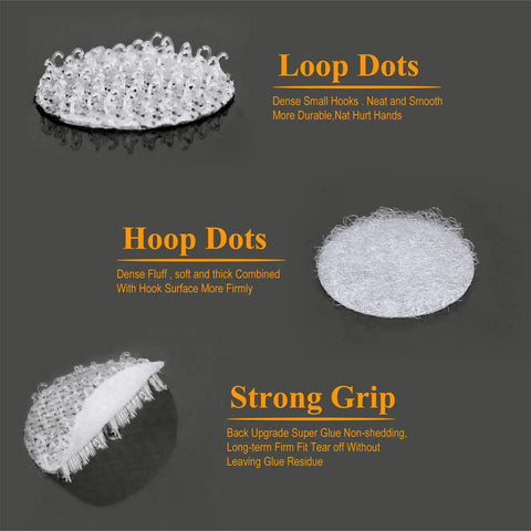 Heavy Duty Self Adhesive Dots 1200 Pieces 0.59 Inch Diameter Waterproof Sticky Back Dots White with loop and hoop close-up