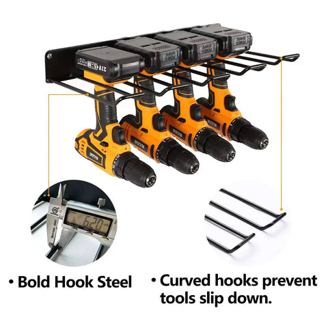 Heavy Duty Power Tool Organizer With Charging Station And Drill Holder Wall Mount Pegboard Style Garage Storage Shelves