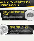 High quality stainless steel quick release pin for helmet facemask. Features in Mini Helmet Visor Quick Release Pin Repair Kit.