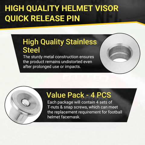 High quality stainless steel quick release pin for helmet facemask. Features in Mini Helmet Visor Quick Release Pin Repair Kit.