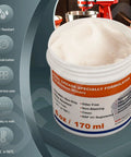 Front view: 6 oz white tub of food-grade grease for KitchenAid stand mixers with an orange label.