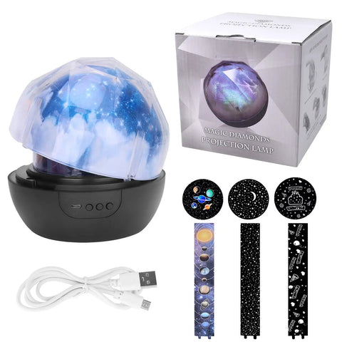 Kids Night Light With Starry Projector Lamp And Universe Glow, Dual Mode with three film themes and USB cable
