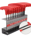 Top Notch 10Pc Red Steel T-Handle Hex Key Set With Flat Head Allen Wrenches Sizes 2 To 10mm Ergonomic Grip Tools For DIY And Pros Including Handy Stand, 10-piece set on stand