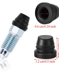 Brake Bleeder Screw Cap Rubber Dust Cover Set For Cars And Motorcycles Black 60 Pieces with detailed size measurements