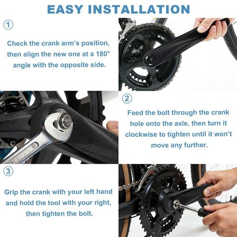 Steps to install Bike Crank Arm 170mm Square Hole For Electric Bicycles Forged Alloy 6061 High Strength And Durable Mid Drive Motor Compatible Black Finish Pair Ready For Upgrades