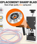 Rugged Wire Stripping Tool With Hand Crank Or Drill Power For Scrap Copper, showing replacement sharp blade and design features.