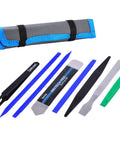 Pro Grade Phone Repair Kit With Non Abrasive Nylon Spudgers And Anti Static Tweezers 8 Piece Set For Easy Smartphone Disassembly And Repair Includes Nylon Pry Tools Crowbars Long Board And ESD Tools, shown with carrying case.