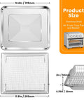 Beefy Built Tough Mesh Steel Air Fryer Basket Tray For TOA 60 TOA 65 TOA 70 Convection Oven dimensions and structure