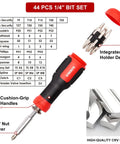 191-Piece Multi Bit Precision Screwdriver Set With One Quarter Inch Nut Driver showing cushion-grip handle and bit holder design