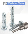 Three Eighths Inch By Four Inch Zinc Plated Large Diameter Concrete Screw For Anchoring To Masonry Concrete Brick Or Block Pack Of 25 With Included Socket Tool For Heavy Duty Use