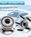 512460 Front and Rear Wheel Hub Bearing Assembly Without ABS For 2011 To 2019 Ford Explorer And 2013 To 2019 Ford Police SUV